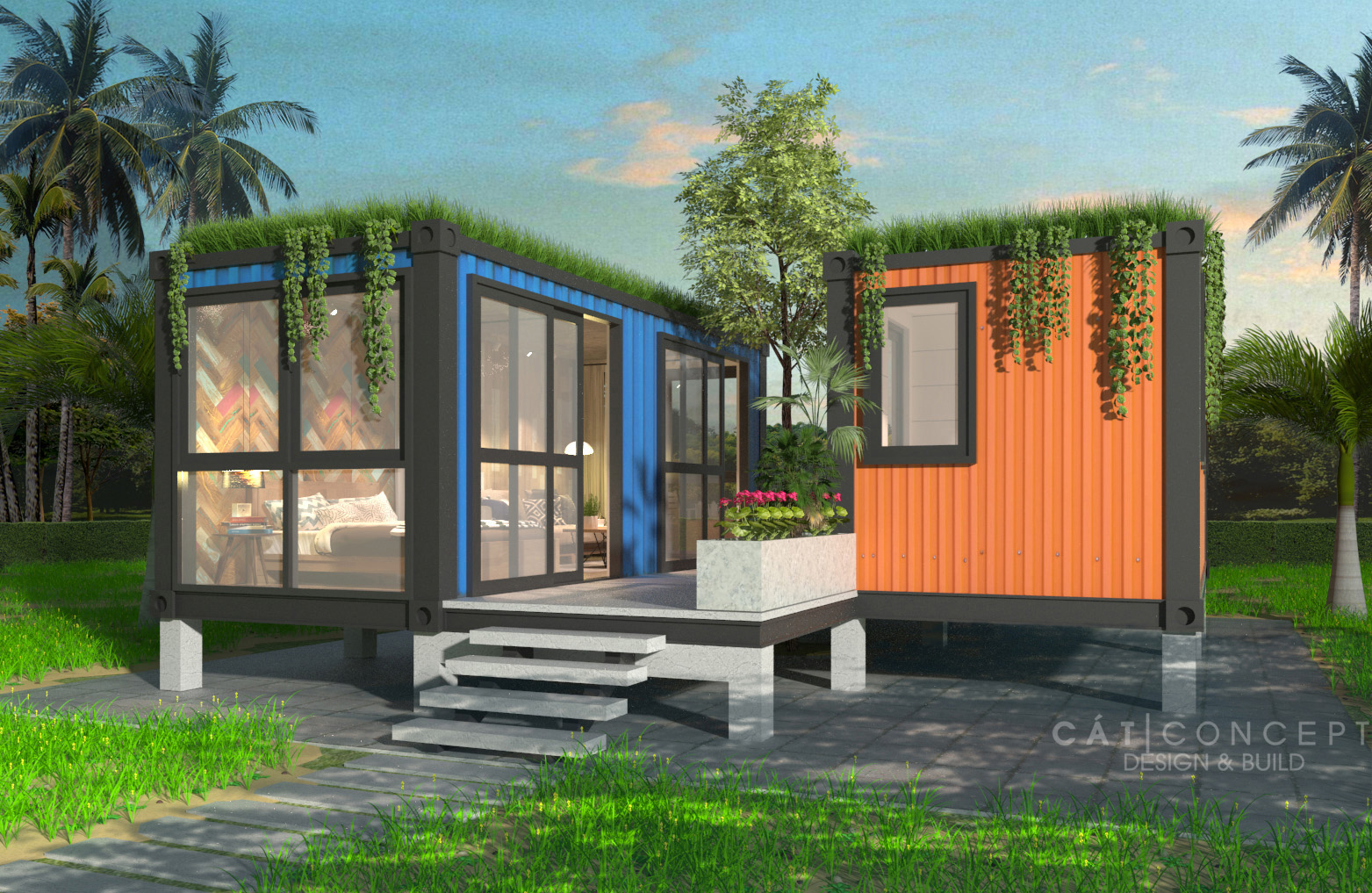phoi canh nha container